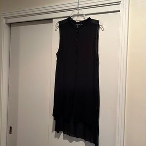 Eileen Fisher 100% silk chiffon sleeveless high/low tunic. Very light- sheer.